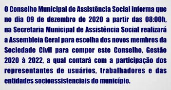 Aviso da Assistência Social